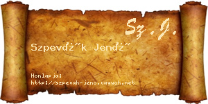Szpevák Jenő névjegykártya